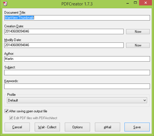 PDFCreator options